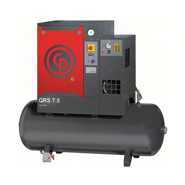 Chicago Pneumatic, QRS 7.5, 7.5hp rotary screw air compressor with tank and dryer