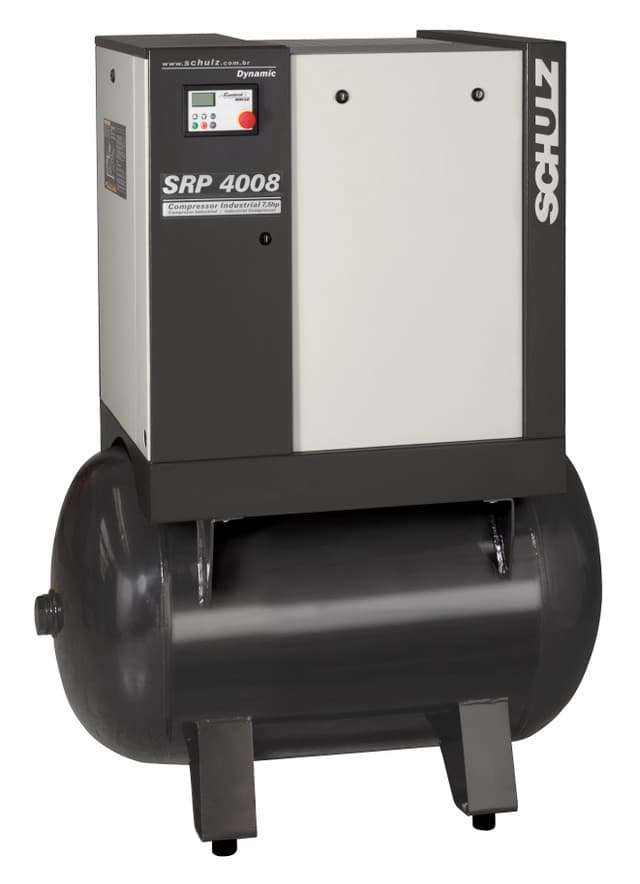 Schulz, 7.5hp rotary screw air compressor with 60 gallon tank.